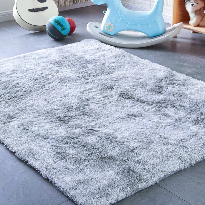 Topfinel tapis moelleux tapis pour salon tapis chambre chevet en peluche tapis sol gris enfants décor à la maison bébé rampant 220301