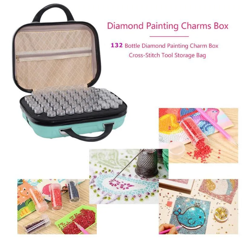 132 Flaschen Diamant Malerei Vorlage Box Perlenbehälter Sticktasche Handtasche Strass Case Organizer Diamant Stickerei Tool C01169781888