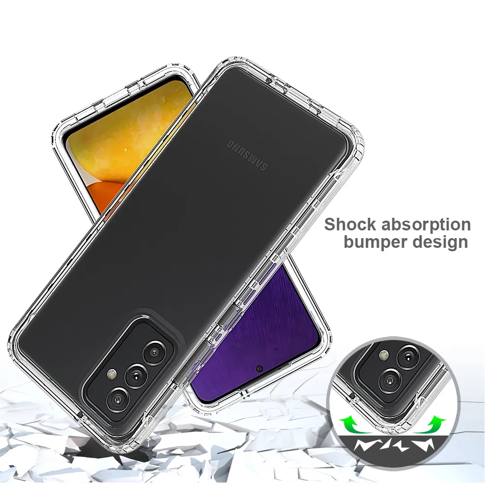 2 i 1 robusta rustning stötsäkra fall för Samsung Galaxy A82 5G Anti-Slip Soft TPU Bumper Hard PC Transparent akrylbackskydd