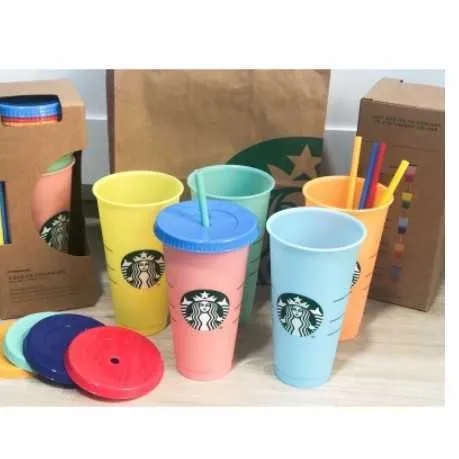 Cor reutilizável Starbucks mudando copo frio plástico