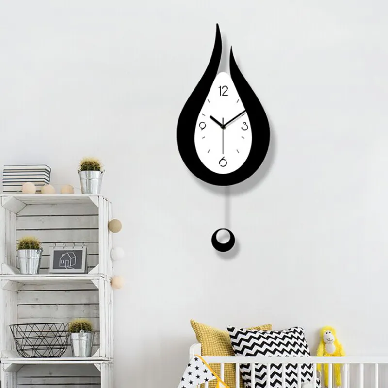 Gouttelettes d'eau Swing horloge murale design moderne style nordique salon horloges murales mode créative chambre silencieuse montre à quartz Y200109