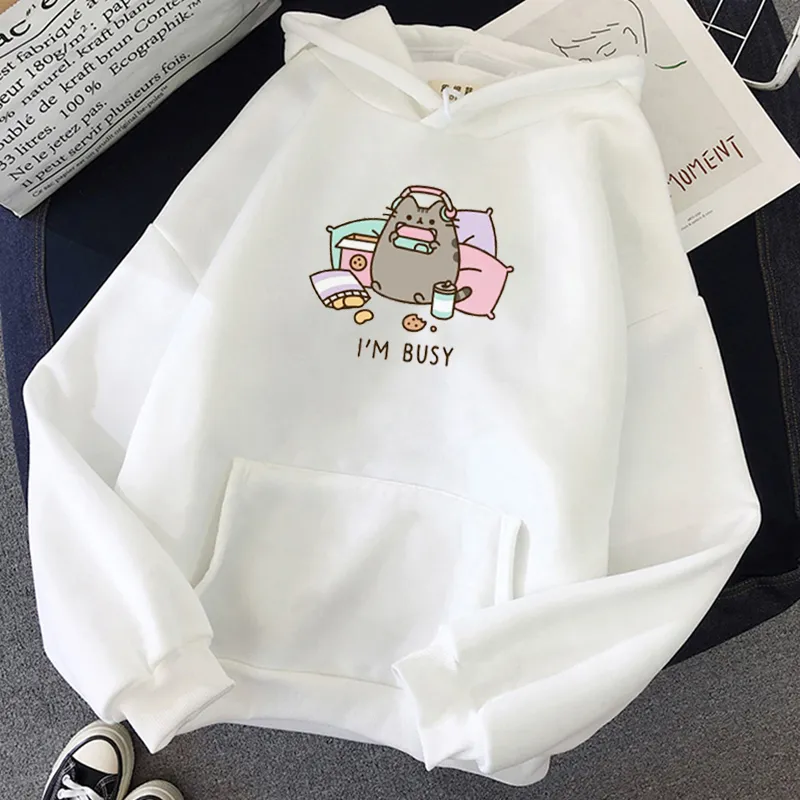 Grappig De Kat Hoodie Vrouwen Mode Kawaii Koreaanse Harajuku Sweatshirt Vrouwelijke 90 S Cartoon Kleding Kap Oversized Meisjes 220314