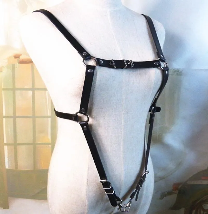 Punk Leder BH Harness Männer Sexy Erotik Gürtel Körper Bondage Harajuku Gothic Hosenträger Männlich Dessous Schulter Straps235q