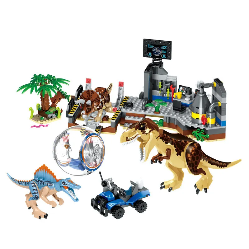 MOC Jurassic Park Of World Giocattoli di Natale Dinosauri Tyrannosaurus Indominus Rex Building Blocks Giocattoli dei mattoni Regalo bambini X0102