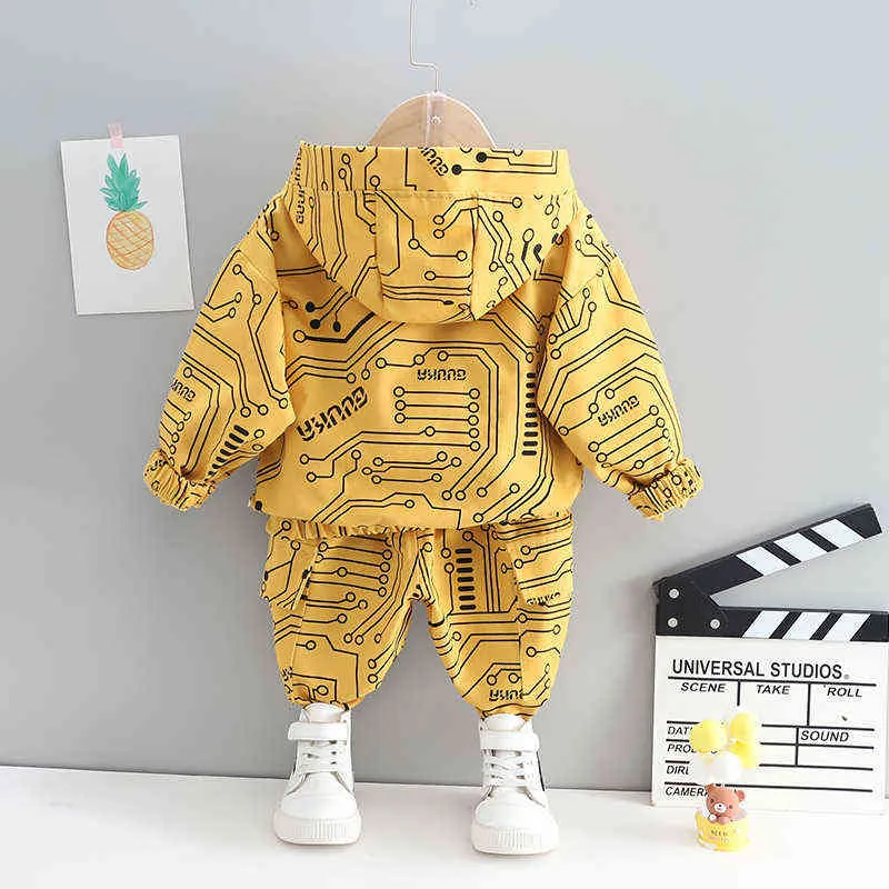 Vår Höst Barn Mode Kläder Baby Boys Girls Hoodies Byxor 2st / set Barn Spädbarn Kostym Toddler Casual Sportswear 211224