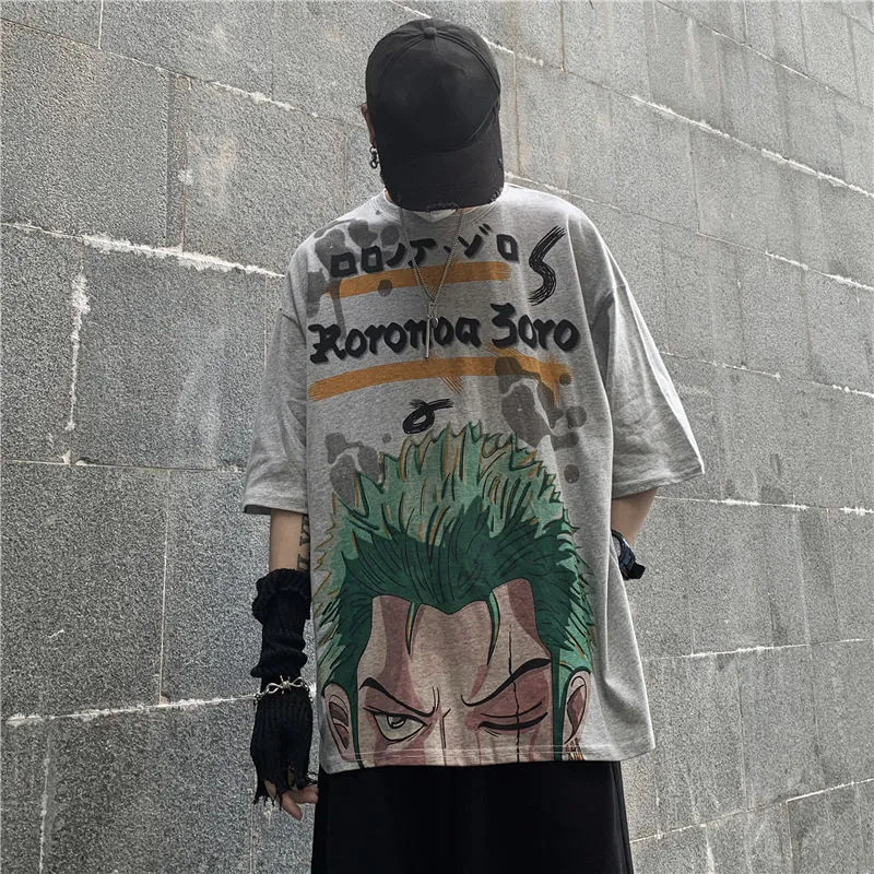 Cool Wit Hip Hop Luffy T-shirt Streetwear Mannen Vrouwen Japanse Cool Punk Oversized Tops Mannen Zomer Half Mouw Een Stuk t-shirt C1226e