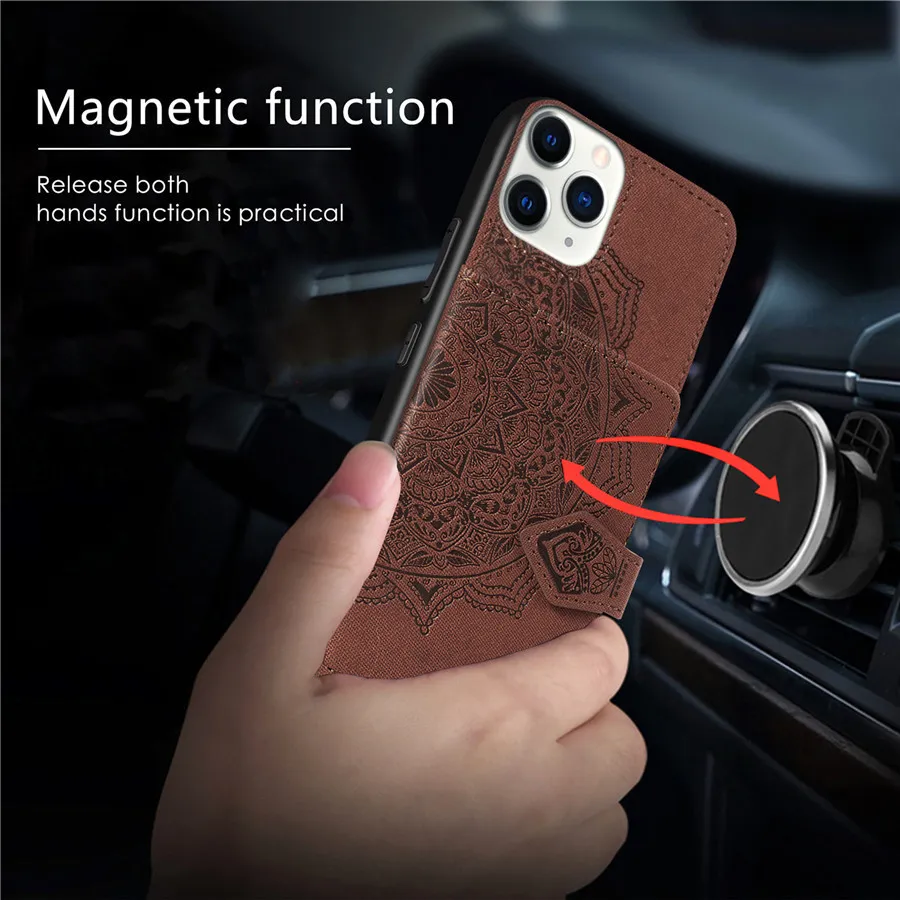 Кожа роскошной ретра с корпусом для держателя карт для iPhone 12 11 Pro Max Mini Se 2020 PU Chete