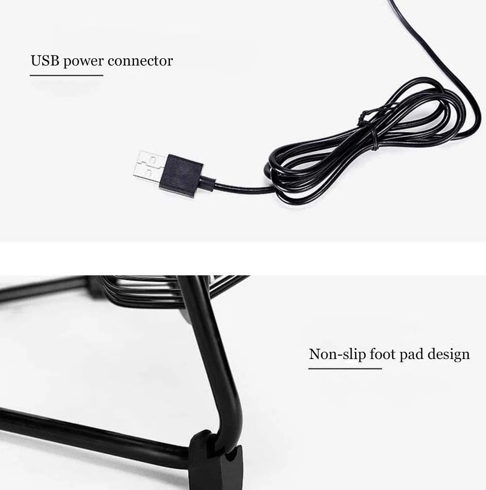 USB Desk-Lüfter 8-Zoll-Mini-tragbarer ultra-ruhiger Desktop-Kühlventilator 360Rotation Ruhig persönlich für Home Office-Tisch USB Powered