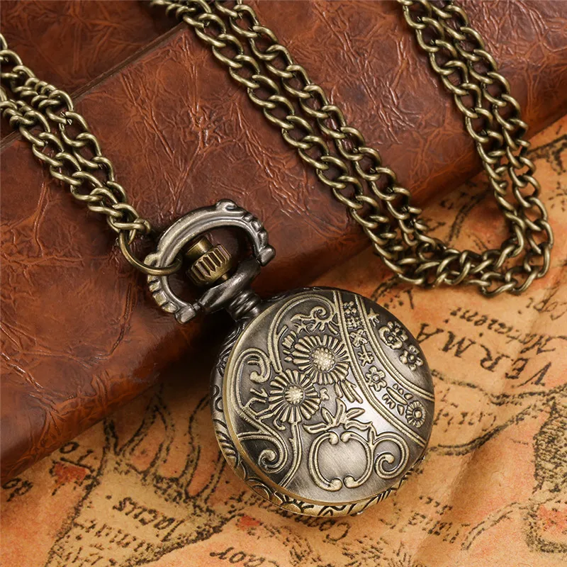 Lovely Mini Size Small Pocket Watch Classic Antique Quartz Analog Watches Clock for Men Women Kids Necklace Pendant Chain Gift206w