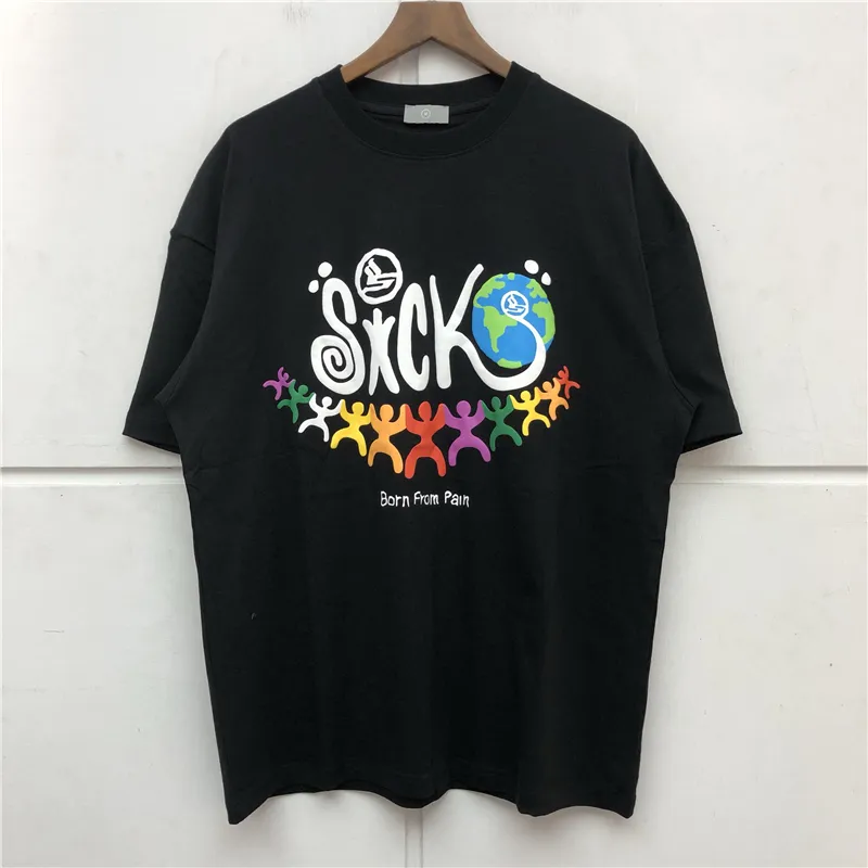 Summer Bubble Print Sicko Globe T Shirt Men Women Quality Thick Fabric Cartoon Personality Casual Short Sleeves6585525