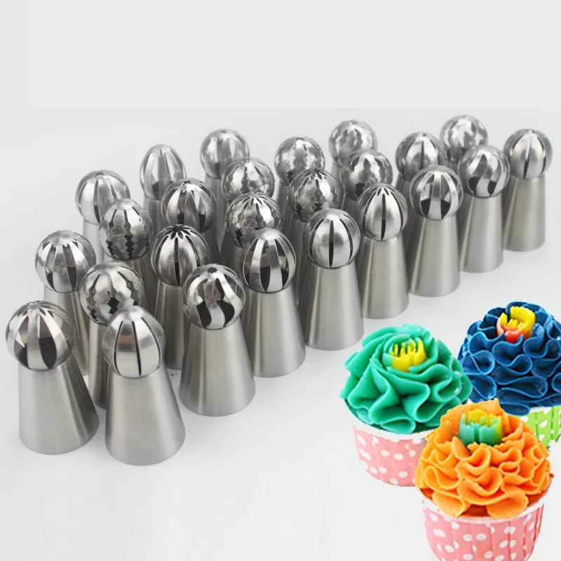 Cake Decorating Kit Russian Ball Piping Tips Stainless Steel Sphere Nozzle Set Cake Decorating Supplies DIY Decor Baking Tool