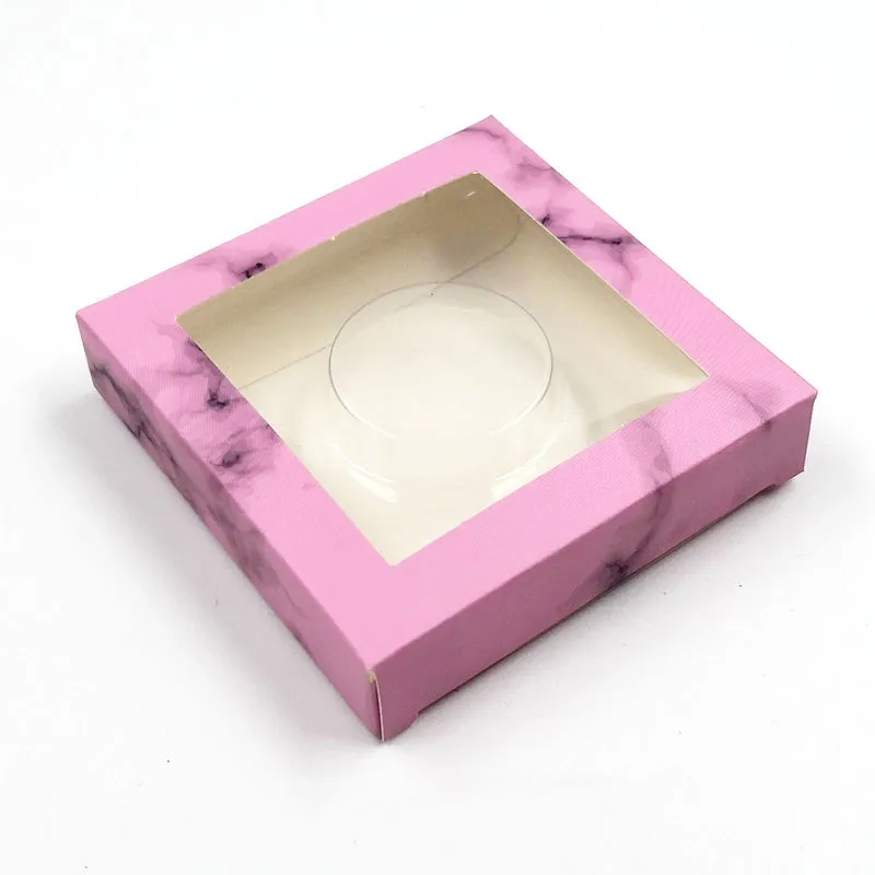 Boîte d'emballage de cils en papier avec plateau, Design en marbre pour cils de vison de 10 à 25mm, carré Case222i, 50 pièces
