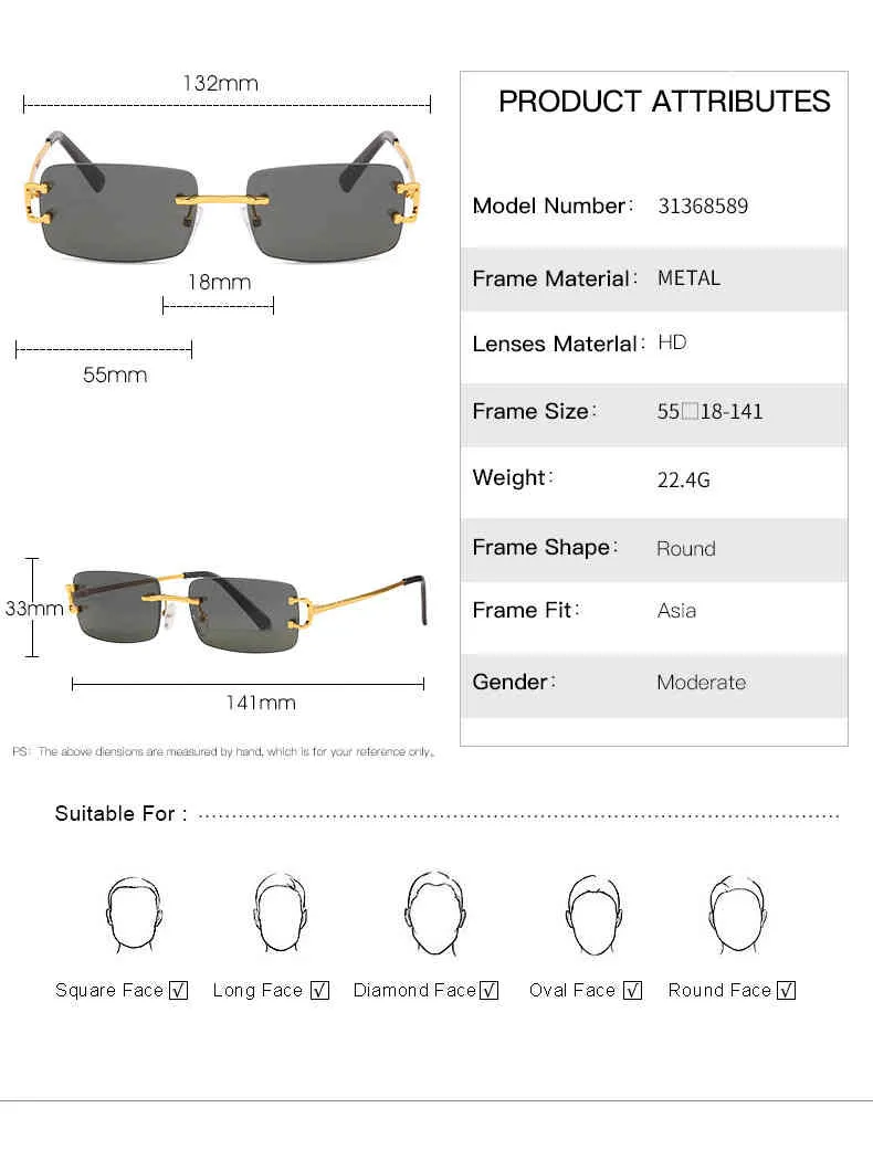 2024 meilleurs designers 10% de réduction sur le concepteur de luxe Nouveaux lunettes de soleil pour hommes et femmes 20% de réduction en unisexe petit rectangle sans cadre en or verres de réflexion