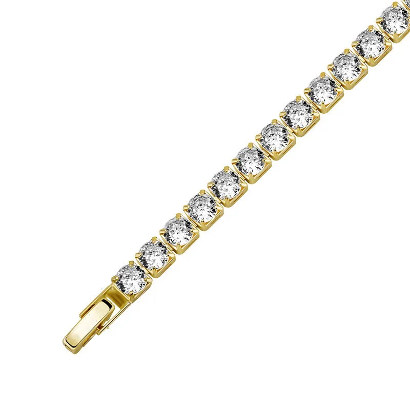 Pulseira de ouro homem gelado pulseira de tênis corrente AAA Cubic Zirconia Prata Mulheres Pulseiras Designer Cobre Branco Diamante Cadeias B2174