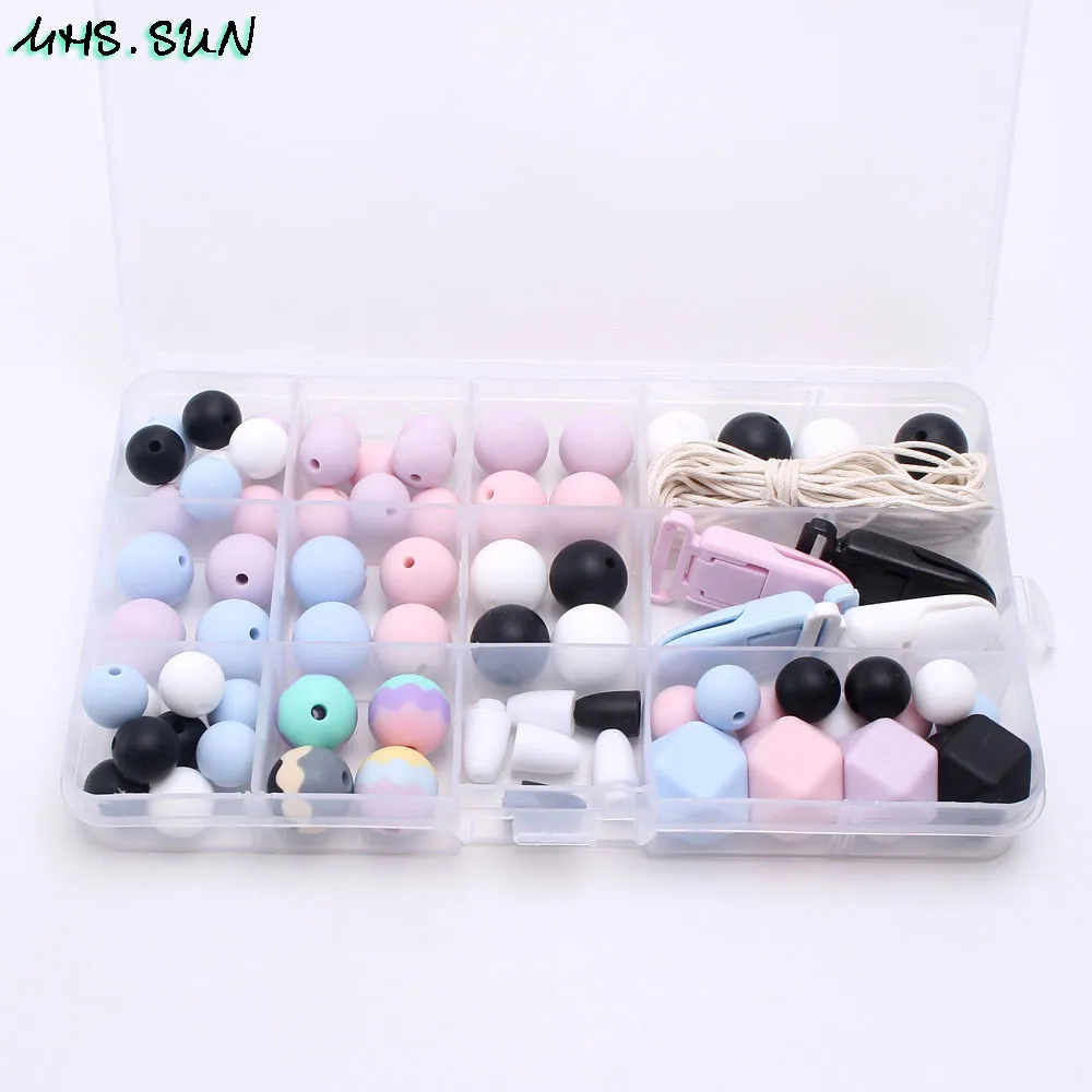 MHS Sun Silicone Beads Set Baby Dentaty Beads Kits de qualidade alimentar Kits Acessórios Diy Cadeia de joias mastigáveis ​​T200730234B