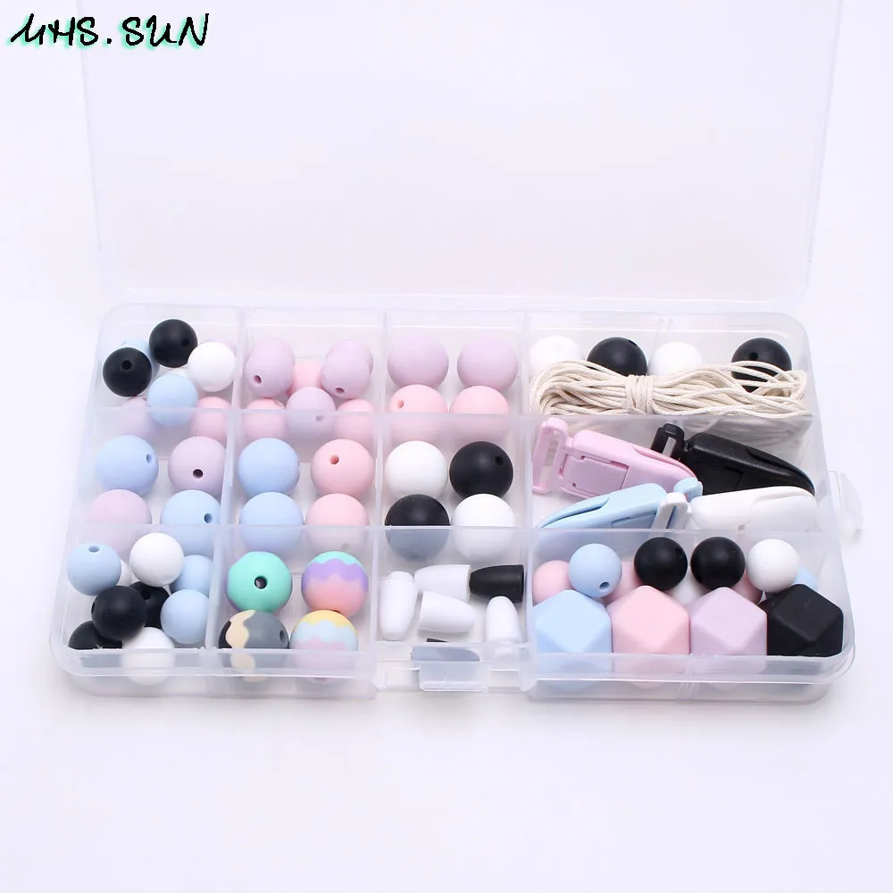 MHS SUN Silicone Beads Set Baby Teething Beads Food Grade Teether Kits Accessories Diy Chewable Jewelry Pacifier chain T200730234b