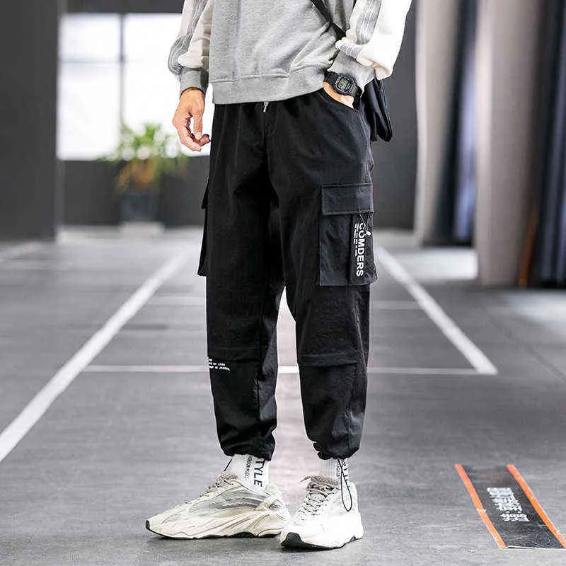 Harajuku Fashion Cargo Pants Classic Black Mens Hip Hop Vêtements Jogger Hommes Été Casual Gym Pantalon de survêtement avec poches pratiques G220224