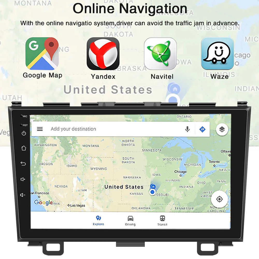 2Din Android 9.1 9'' GPS-Navigation Autoradio für 2008–2011 Honda CRV 2Din FM WIFI Bluetooth-Player mit Spiegel-Link