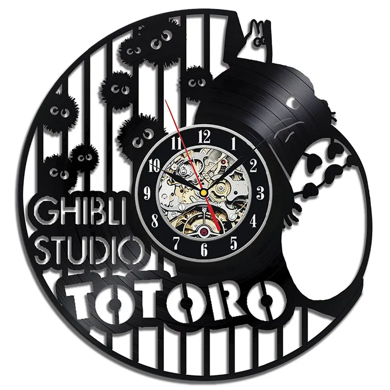 Studio Ghibli Totoro horloge murale dessin animé mon voisin Totoro disque vinyle horloges montre murale décor à la maison cadeau de noël pour les enfants Y226c
