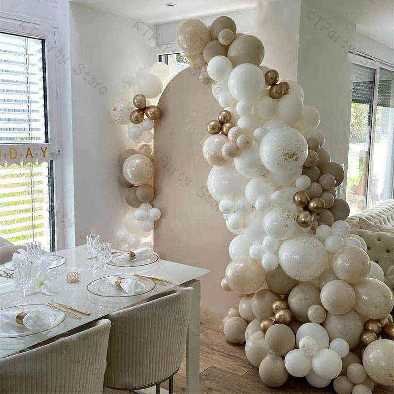 Beige Balloon Garland Kit White Sand Wedding Happy Birthday Decoration Gold Ballom Arch Globos Baby Shower Party Decor 211216