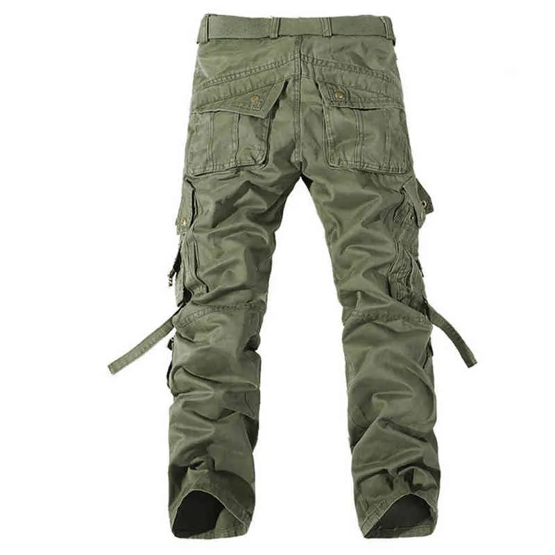 新しい男性の貨物パンツ軍の緑の大きなポケット装飾メンズカジュアルなズボンの簡単な洗浄男性秋の軍隊のズボンプラスサイズ42 H1223