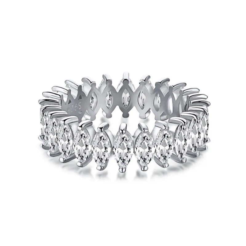 Luxury 925 Anneaux de princesse en argent sterling pour femmes blancs rose 5a Zirconia Diamond Designer Ring Heart Oval Bride Engagement 189h