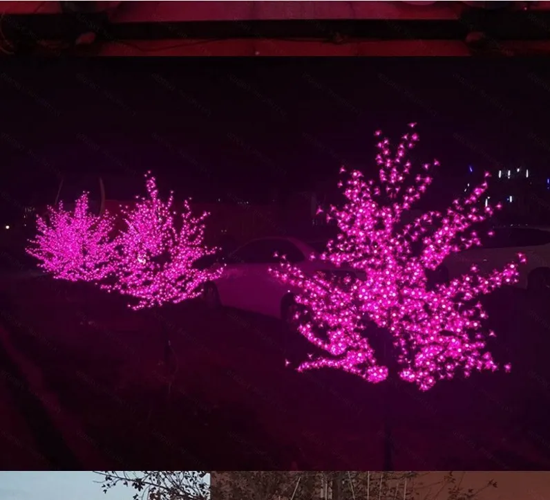 1 5m 1 8m 2m光沢のあるLEDチェリーブロッサムクリスマスツリー照明ウェディングパーティーのための庭の風景装飾ランプ268E
