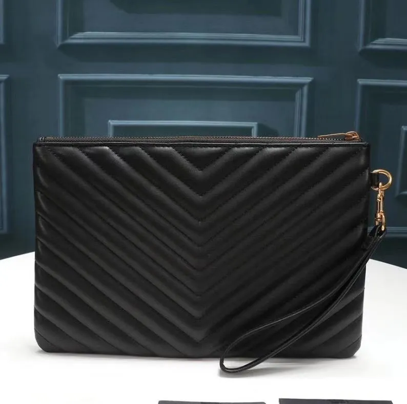 2020 Ny modekvinna Kopplingsväska handväska svart läderväska högkvalitativ man koppling väska klassisk tote väska kreditkort hållare 302 år