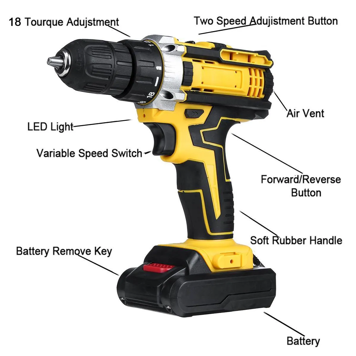 3 in 1 Draadloze Elektrische Klopboormachine Schroevendraaier Hamer 18 Koppel 48V Dual Speed Power Tools Met 2 batterij 201225