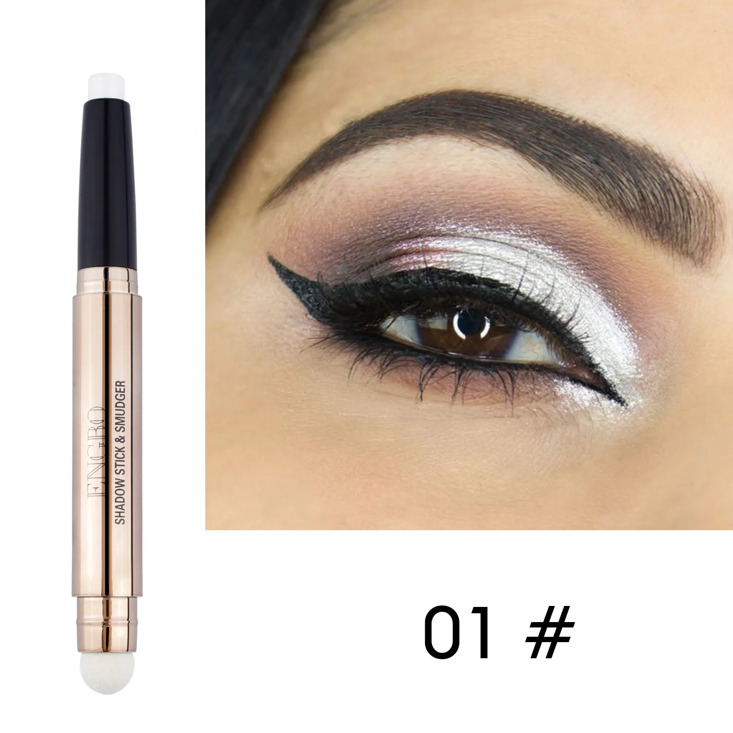 Double fard à paupières Stick avec Smudger Creamy Eyes Shadow Pencil et Blending Brush Shimmer Blue Red Green Make Up