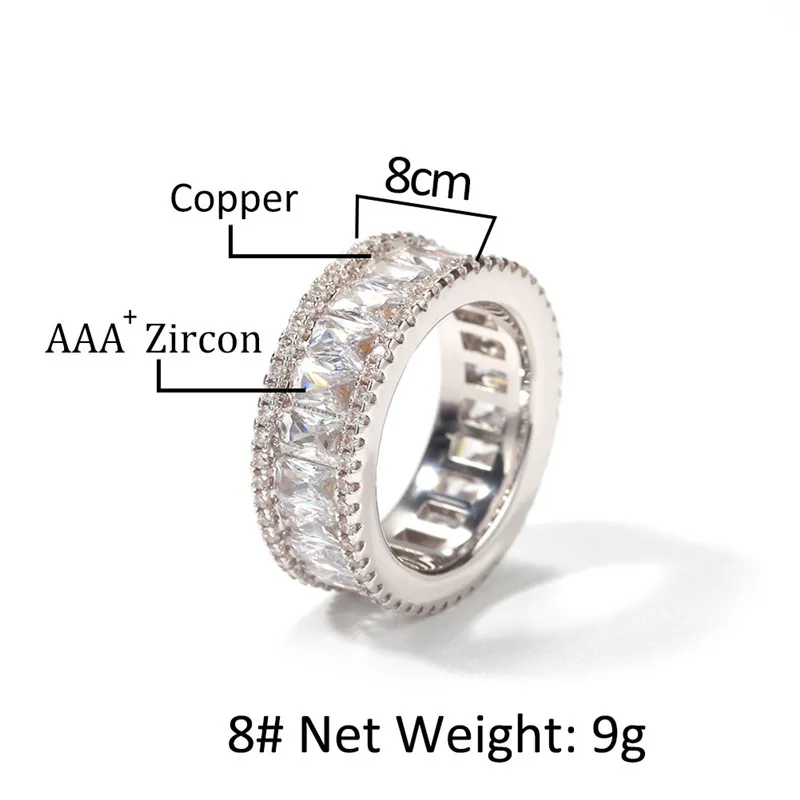 Hip Hop Mens Ring Gold Silver Color Plated Female Iced Out Zircon Engagement Ring Ladies Wedding Jewelry Gift203x