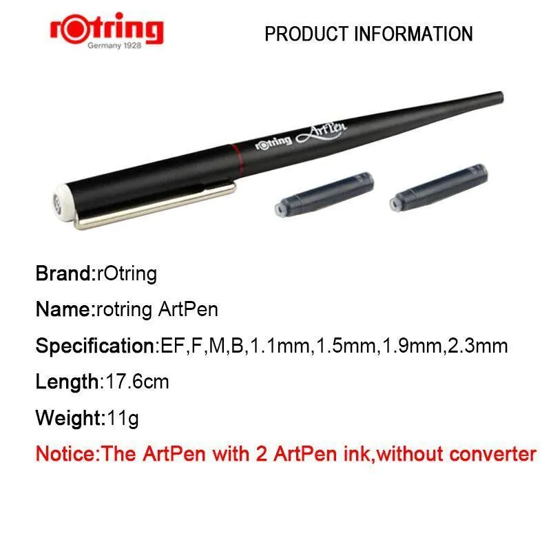 rotring Art Pen Sketch professioneller Zeichenstift EF FM B1,1 mm 1,5 mm 1,9 mm 2,m 1 Stück Y200709