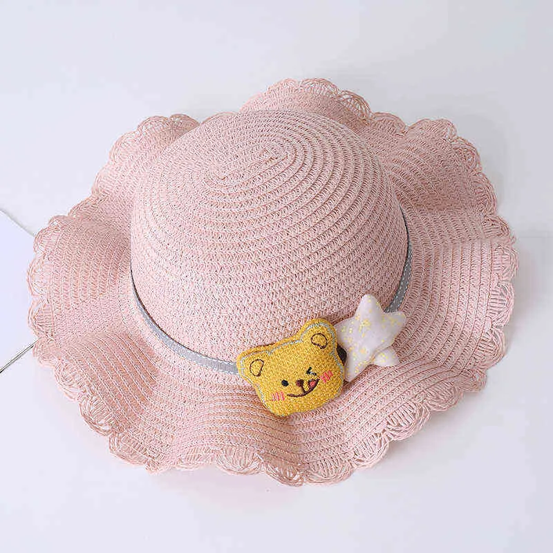 Protection solaire pour enfants Version coréenne princesse plage ombre chapeau de paille été bébé pêcheur Cool filles casquette de soleil G220301