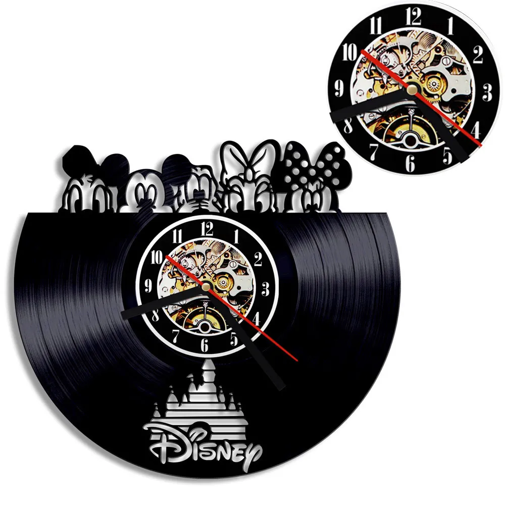 CD Vinyl Record Wall Clock Modern Cartoon Design Black Watch Home Decor Parede for Children Gifts Y200110