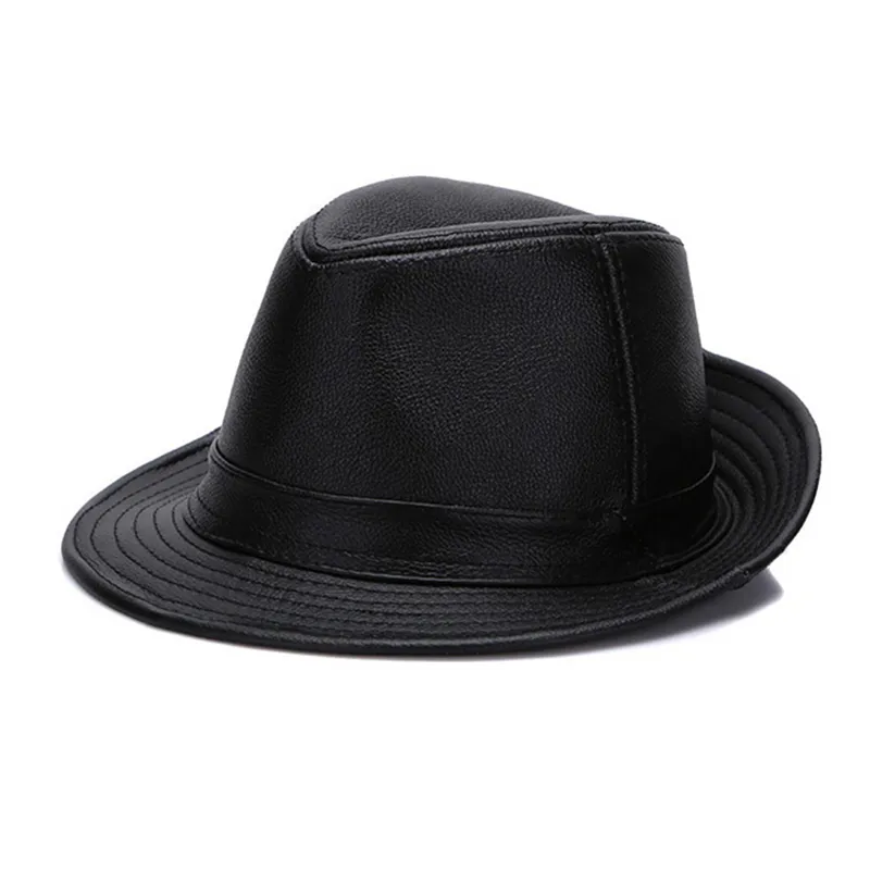 Herrenhut Winter Leder Fedora Rindsleder Trilby Warmes Futter Mittlere Breite Gorra Hombre Cortex Sanfte Herrenmode5296986