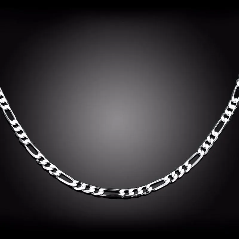 8 tailles disponibles Real 925 SER un argent sterling 4 mm Collier de chaîne Figaro pour hommes enfants 40 45 50 60 cm