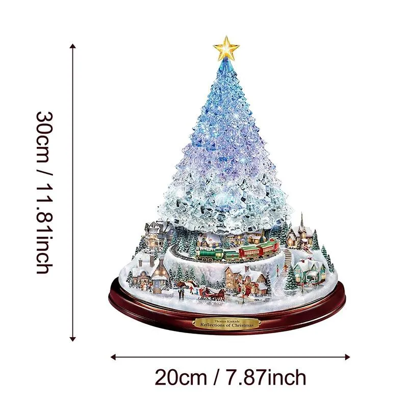 Decoraciones navideñas Tree de escultura giratoria Pasta de pasta de tren Ventana de ventana Decoración de invernales 259f
