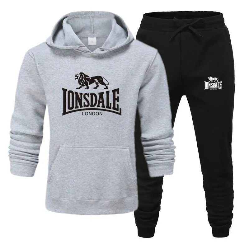 Fashion Lonsdale Print Men Hoodies 정장 브랜드 트랙 슈트 남자 힙합 스웨트 셔츠 스웨트 팬트 가을 겨울 양털 후드 풀 오버 x5710919