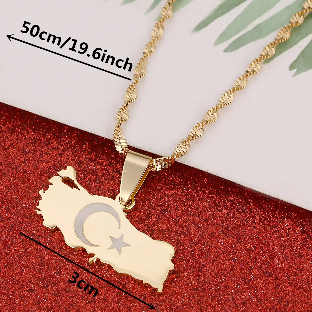 Turkey Map Flag Gold Plated Turkish Pendant Necklace For Women Men Turks Jewelry Patriotic Gifts336A