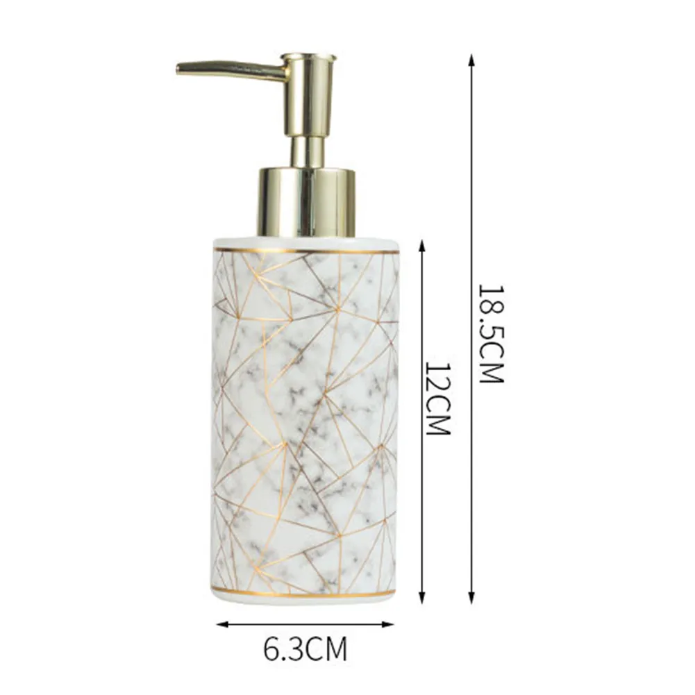 300ml Stylish Marble Ceramic Lotion Shampoo Liquid Soap Dispenser Pump Bottle Bathroom Set Home Decoration Bathroom Accessories