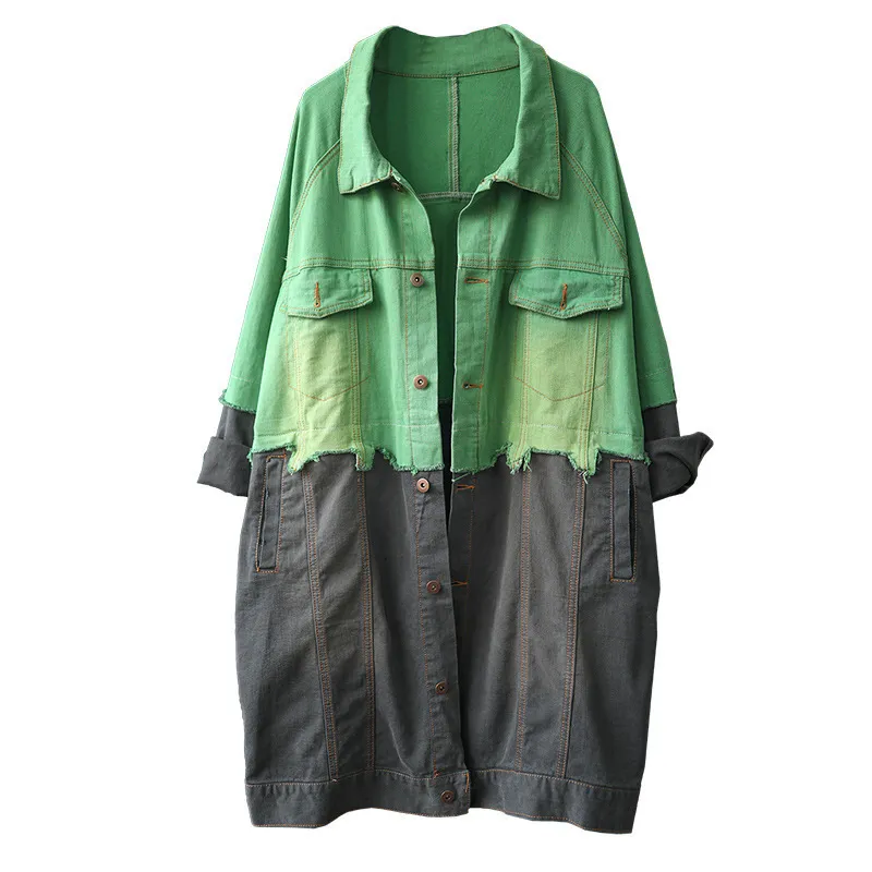 EWQ 2020 Весенний осенний отворотный лацфель с длинным рукавом хит цвета одиночная грудь винтажная свободная ветряная куртка женщин AH17906 T200810