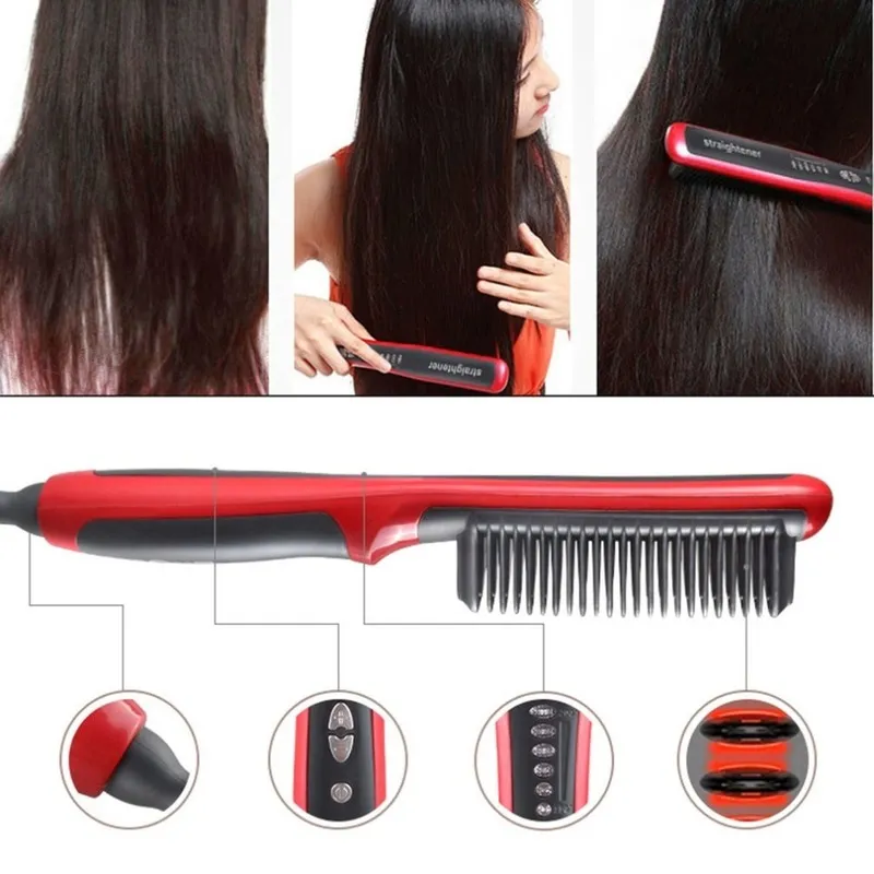 Saç düzleştirici tarak elektrik düzleştirme fırçası hızlı ısıtmalı sakal saç kıvırcık taraklar menwomen için profesyonel şekillendirme araçları 23914326