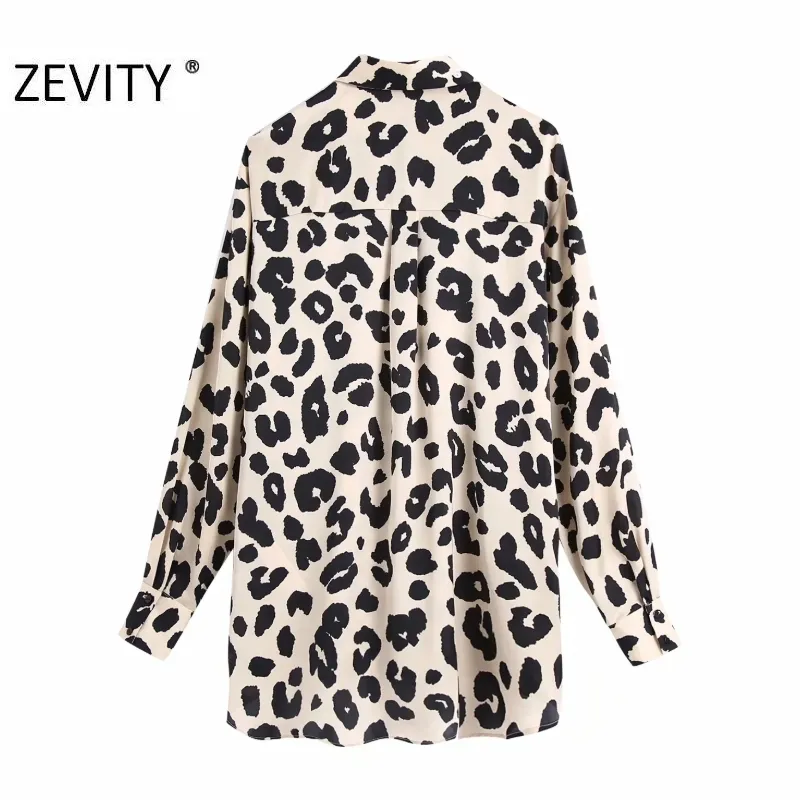 Zevity New Women Fashion Leopard Printing Casual SMOCK BLOUSE Office Laders Long Sleeve Business Shirts Chic Chemise Tops LS7291 201201