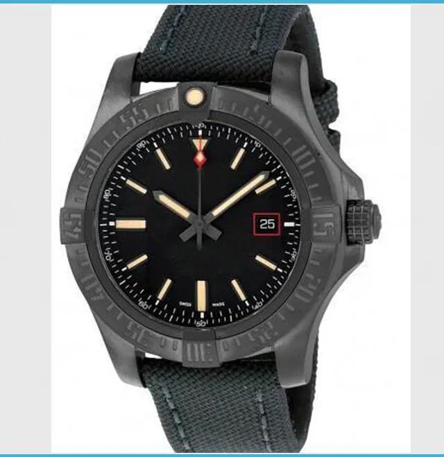 2020 Luxe Horloge Mechanisch Automatisch Zwarte Wijzerplaat Titanium Nylon Band V1731110-BD74GCVT 44 Mm Mode Heren Horloges Nieuwe Versio338U