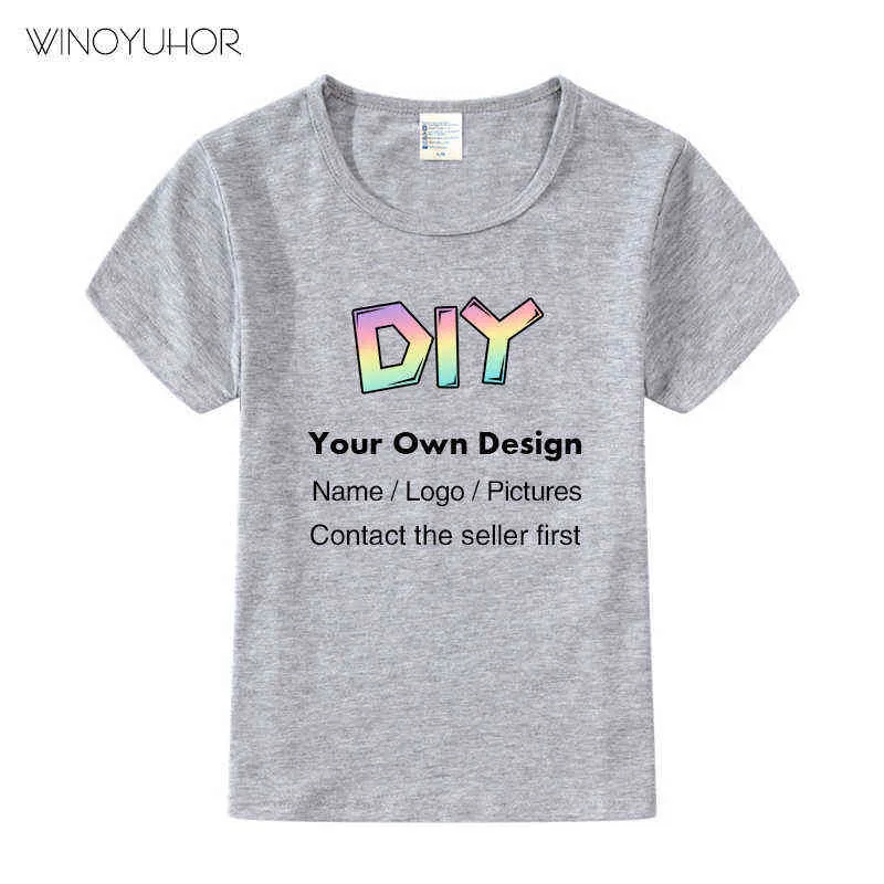 Din egen design / bild Custom Print Tshirt Boys Girls Diy Bomull T-shirt Barn Kids Sommar Kortärmad T-shirt Kläder G1224