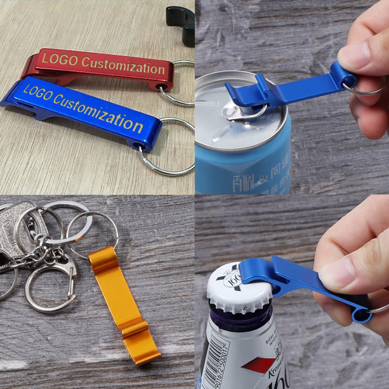 Pocket Key Chain Beer Cola Bottle Opener Aluminium Alloy Claw Bar Small Beverage Keychain Ring Advertentie Logo Promotionele geschenken C3136