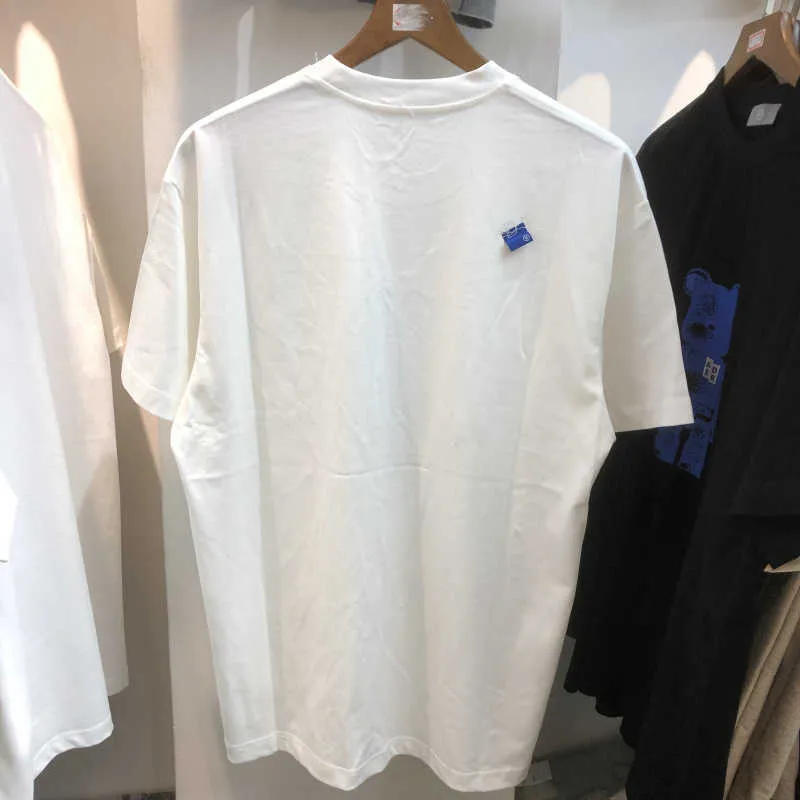 Camisetas para hombres Ader Fashion Brand Manga corta Camiseta para hombres y mujeres 2021 Nuevo algodón blanco Verano Bloque de construcción coreano Oso flocado suelto