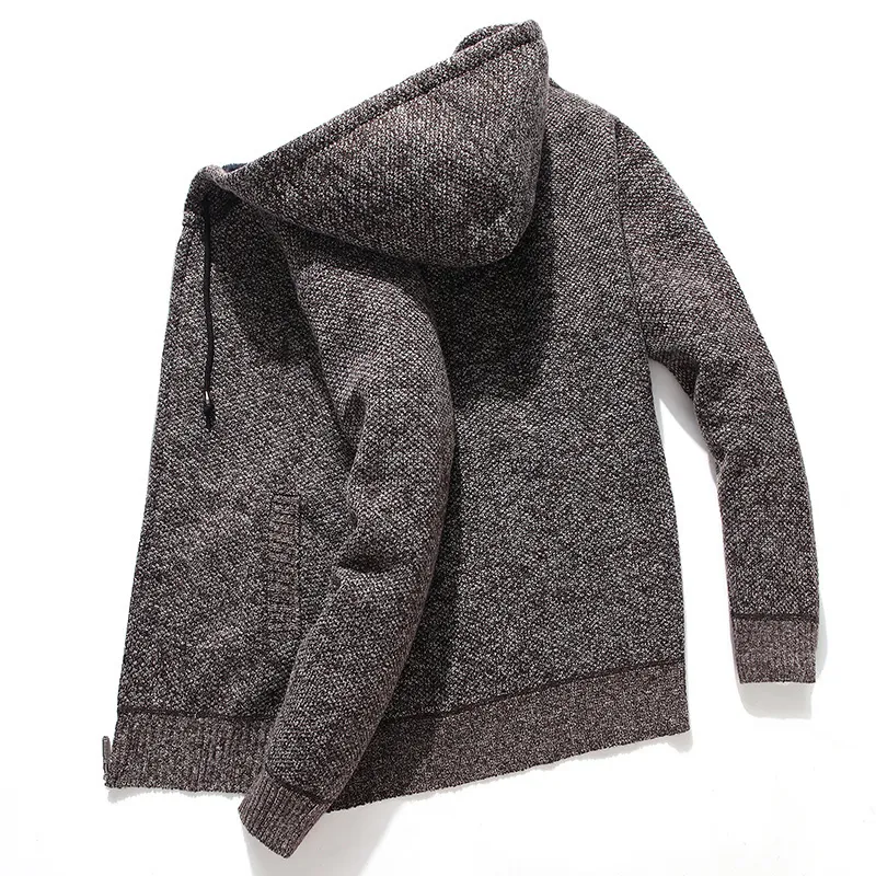 Człowiek z kapturem Fleece Cardigan Oversized Męskie Zimowe Casual Solid Hoodies Sweter Homme Dzianiny Men Coats 201210