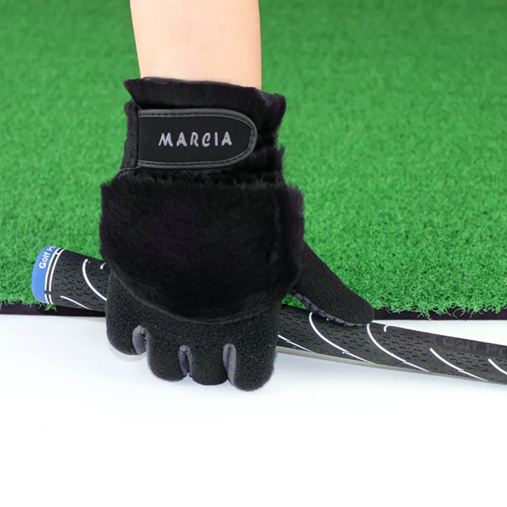 1 пара женских зимних перчаток для гольфа, противоскользящие теплые из искусственного кроличьего меха, подходят для левой и правой руки 201021167L