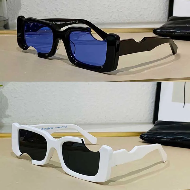 Vierkante klassieke mode OW40006 zonnebril polycarbonaat plaat inkeping frame 40006 zonnebril dame of dames witte zonnebril met o222I